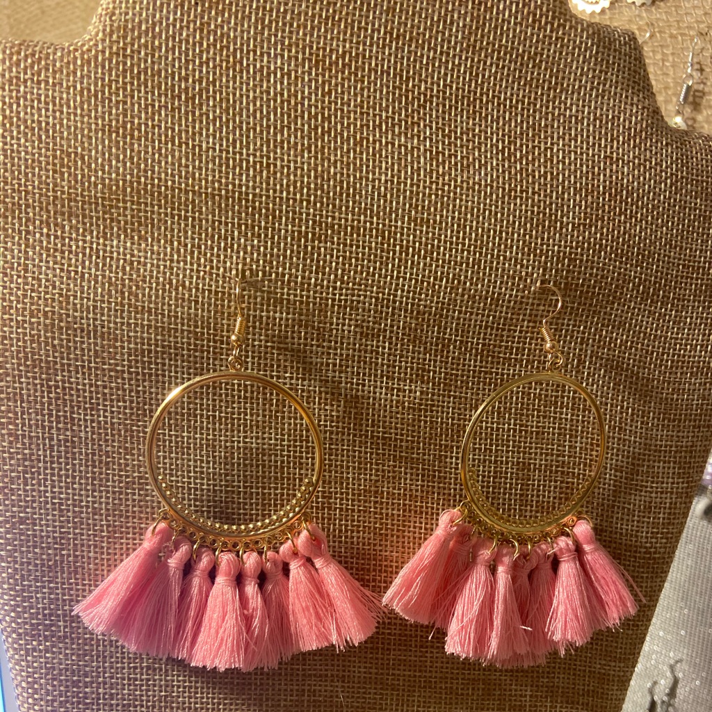 Pink Tassel Earrings